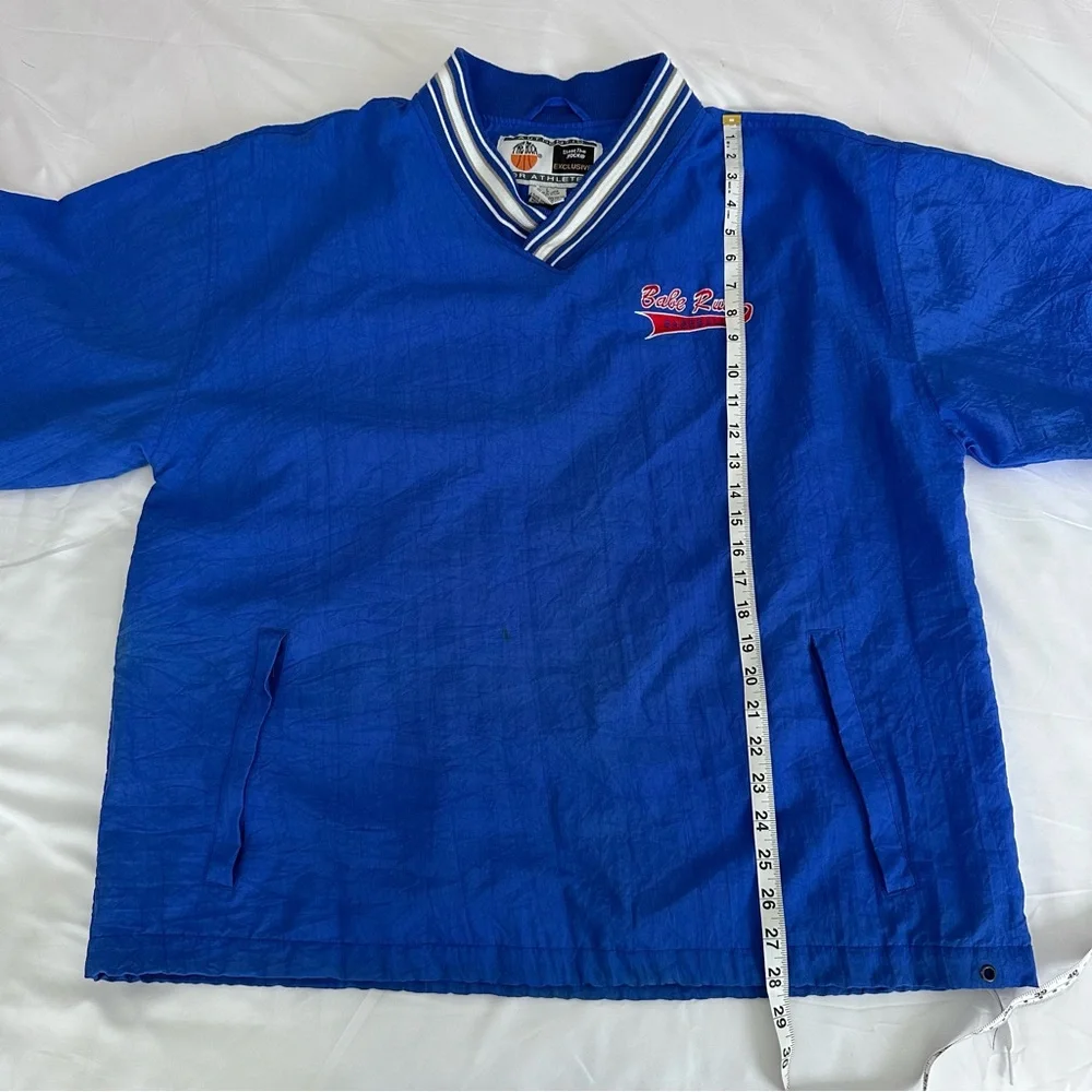 Vintage 90s Shoot The Rock Pullover Windbreaker Babe Ruth Baseball Blue Large‎